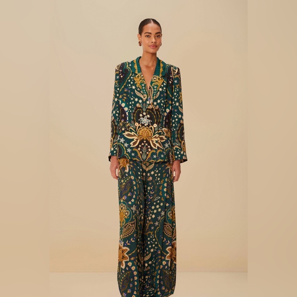 Farm Rio: Black Jaipur Lenzing Viscose Flare Pants - Picture 5 of 13
